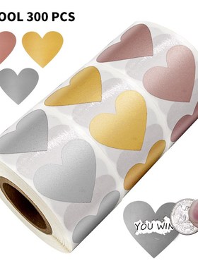 50-300pcs 3 colors Scratch Off Stickers Heart Shape Labels s