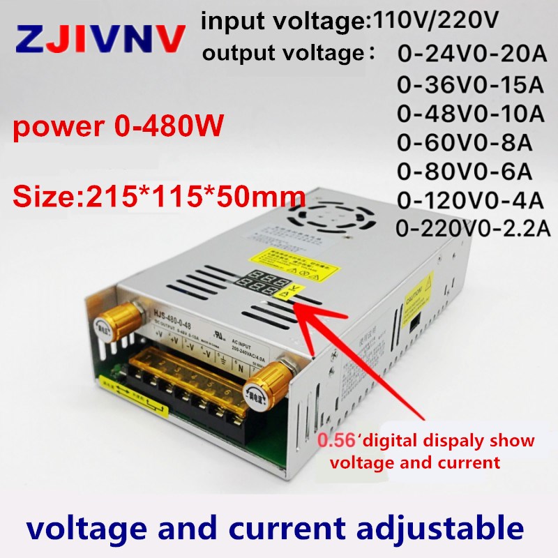 480W output 0-5V 12V 24V 36V 48V 60v 80V 120v 160V 220v Adju