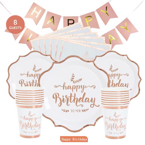 Rose Gold Happy Birthday Banner Adult Happy Birthday Party D