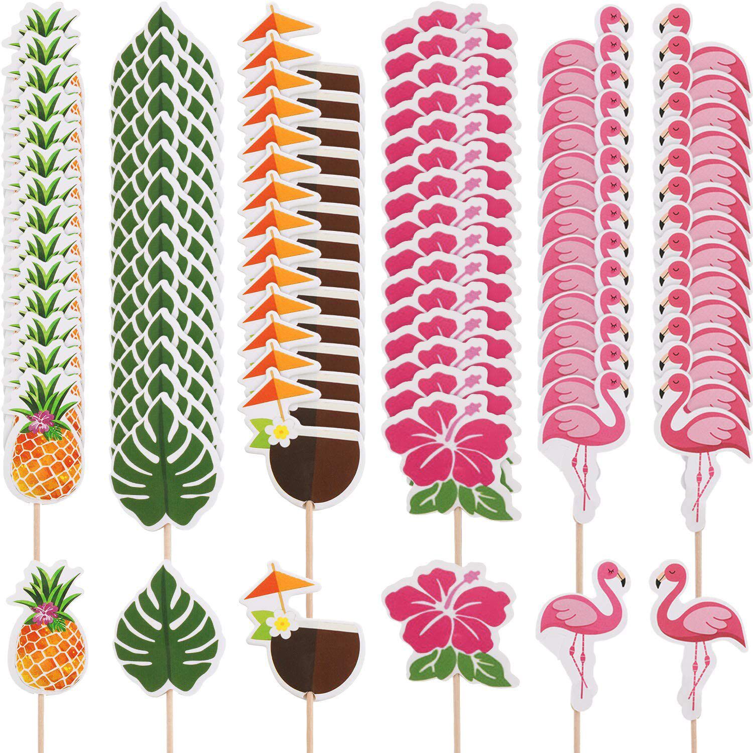 24pc hawaii party cake decor flamingo parti alaha pineapple