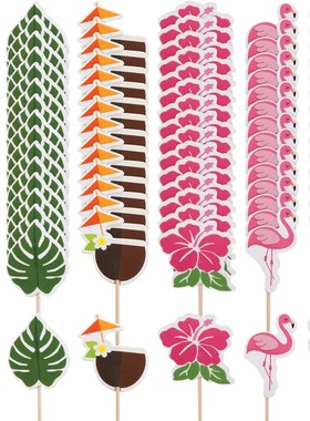 24pc Hawaii Party Cake Decor Flamingo Parti Alaha Pineapple