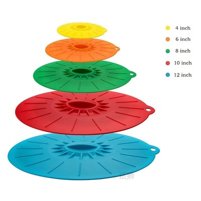 Set of 5 Silicone Microwave Bowl Cover Food Wrap Bowl Pot Li
