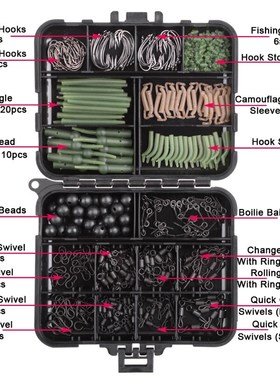 420Pcs/Box Carp Fishing Tackle Kit Including Swivels Hooks A