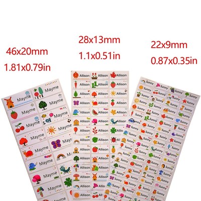 3Size Children Name Stickers Cute Cartoon Pattern Custom Wat