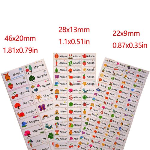 3Size Children Name Stickers Cute Cartoon Pattern Custom Wat