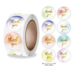 50-500pcs Thank You Flower Stickers 1inch Holiday Wedding De