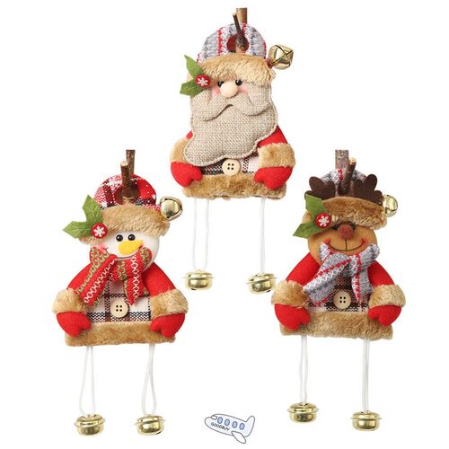 Christmas Ornament Plush Doll With Bell Wood Sign Christmas