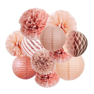 Bronzing Rose Gold Round Lantern Honeycomb Ball Folding Lant