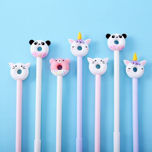 4pcs Cute Donuts Pen Ballpoint 0.5mm Black Color Gel Ink Pe