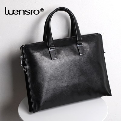 Multiple Compartment Men Bag Briefcase Genuine Leather Male