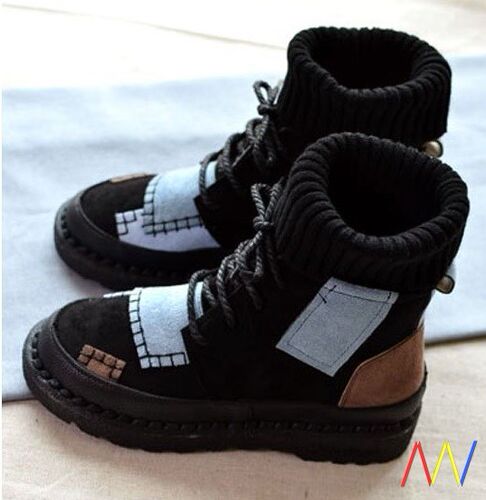 winter canvas matching wild high-top boots for women shoes