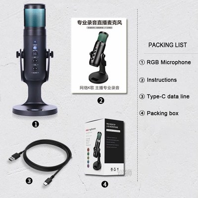 RGB Condenser Microphone for iPhone Android laptop Computers