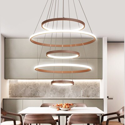 Brown modern led chandelier for living room room alunum remo