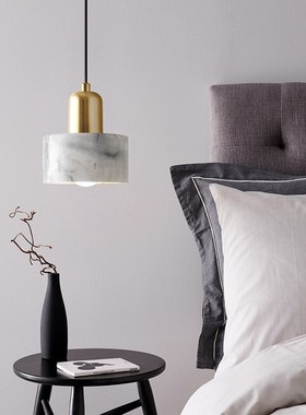 New Nordic Bedroom Beside Pendent lights Round Marble Simple