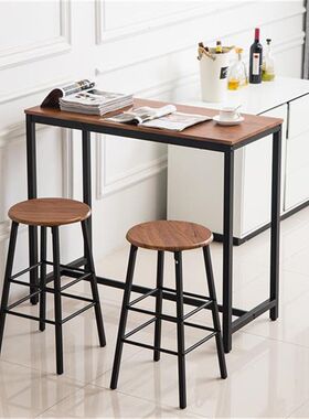 PVC Wood Grain Simple Bar Table Tound Bar Stool (One Table A
