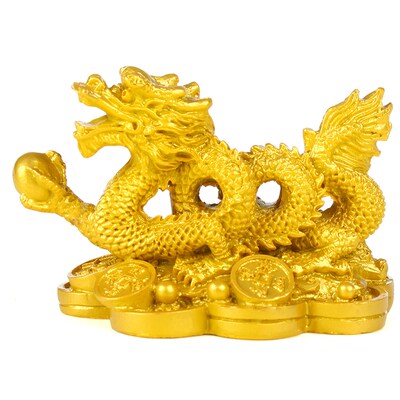 Chinese classical Feng Shui Golden Dragon statue decoration
