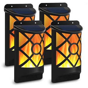 Waterproof Flickering Solar Flame Lights Dark Sensor Auto On