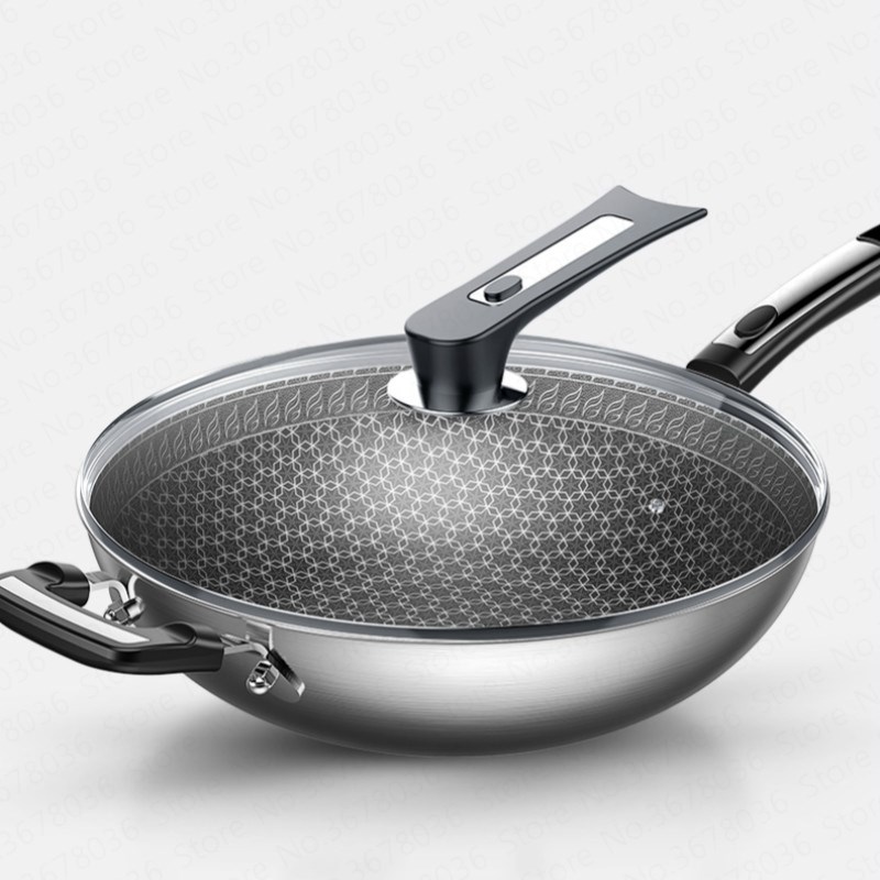 304 Stainless Steel Wok Non-stick Pan Less Smoke Multi-funct