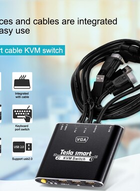 esla Smart New High Quality 2 Port SB VGA Cable KVM Switch w