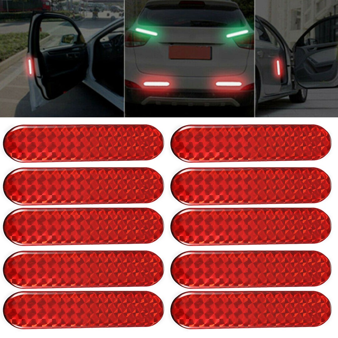 New 10pcs Car Door Sticker Decal Warning Tape Reflective Str
