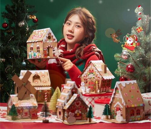 Kindergarten Gift Christmas Cookie House Decorations Childre