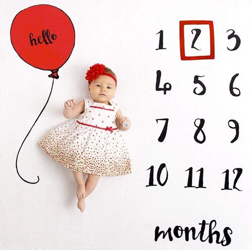 Newborn baby Monthly Growth Milestone Blanket photography