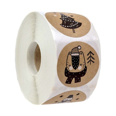 50-500pcs Happy Christmas Day Animal Stickers Paper 6 Design