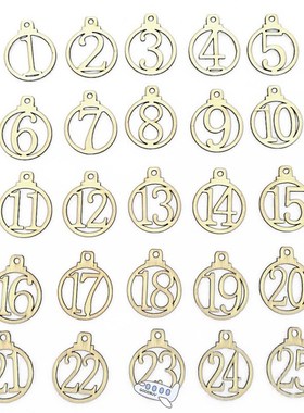25 pcs Christmas Calendar Letter Tag Wooden Xmas Advent Cale