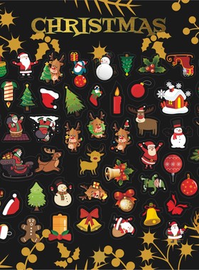 50pcs Mini Christmas DIY Stickers Cartoon Santa Claus Snowma