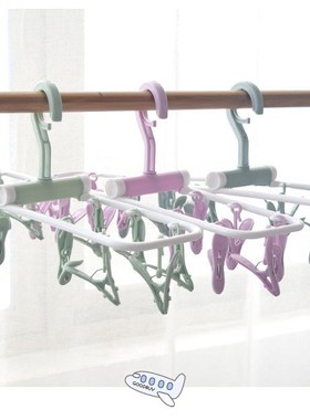 12 Clip Folding Drying Rack Underwear Socks Clip Multi-funct