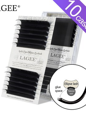 10 cases Flat Ellipse Eyelashes Extensions split tips natura