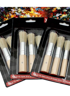3Pcs/Set Wooden Stencil Brush Chalk Paint Natural Pure Hog