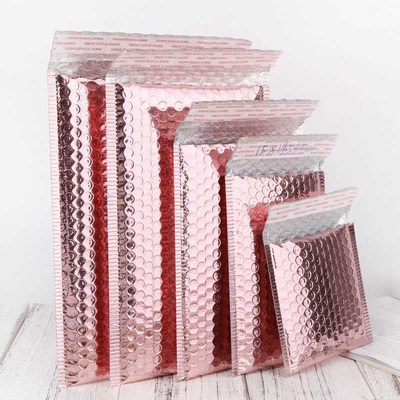 5pcs Rose Gold Aluminum F Packaging Shipping Bubble Mailers