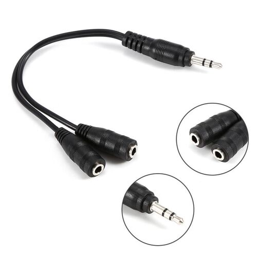 1PC Black Audio Extension Cable 3.5 mm Male to two 3.5 mm F
