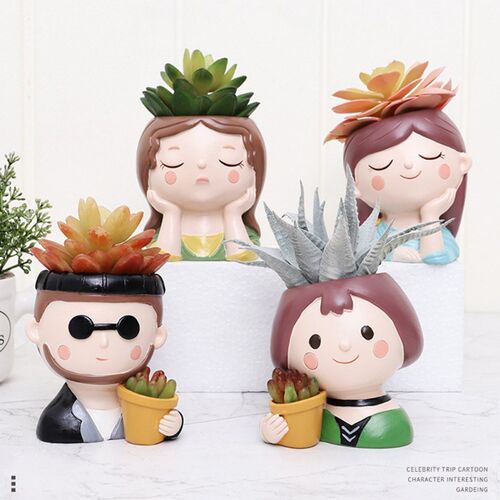Cute Cartoon Character Succulent Planters Vinyl Flower Pot f