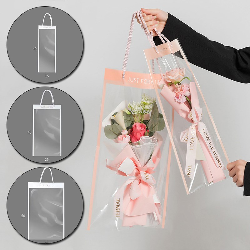 10pcs Transparent Rose Flower Bouquet Packing Bag PVC Floris