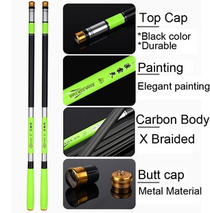 Fiber 2.7m 5.4m Telescopic 3.6m Rod Fishing Carbon 4.5m 6.3m