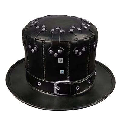 Plague Doctor Retro Steampunk Hat Adult Black Riveted PU