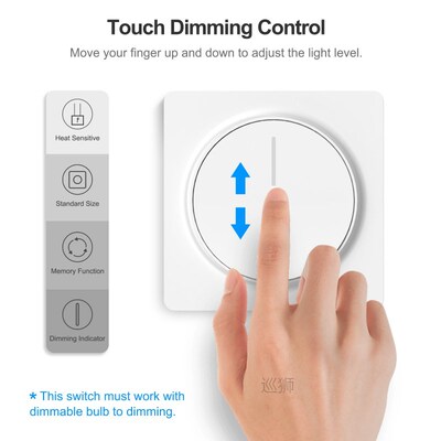 Tuya Smart Wifi Dimmer Light Switch EU, Touch Dimming Panel
