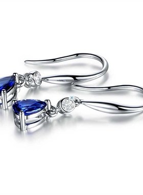 Silver  Jewelry Earrings Sapphire Siver Korean