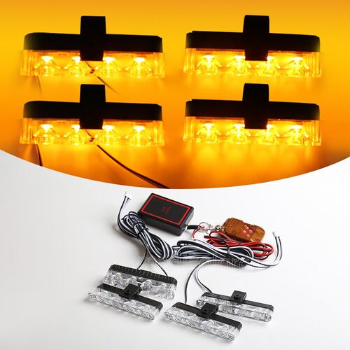 M&C 4*4 LED Car Truck Emergency Strobe Light Remote Wireless