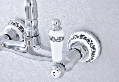 Basin Faucets Polished Chrome Wall Mounted Kitchen Bathroom