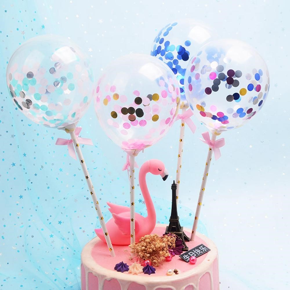 5pcs Creative Confetti Balloon Cake Topper Happy Birthday Pa