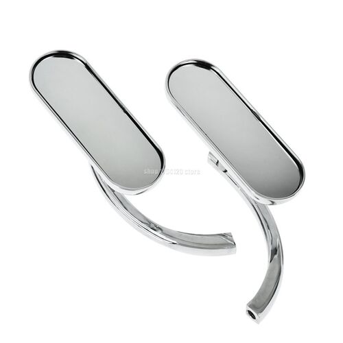 Motorcycle 8mm&10mm Mini Oval Mirrors Black/Chrome For Harle