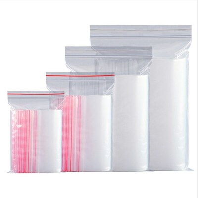 100pcs Transparent Ziplock Bag Reusable Plastic Self Sealing