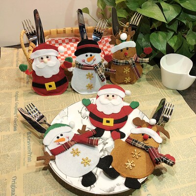 Christmas Cutlery Cover 6 Styles Santa Claus Christmas Elk S