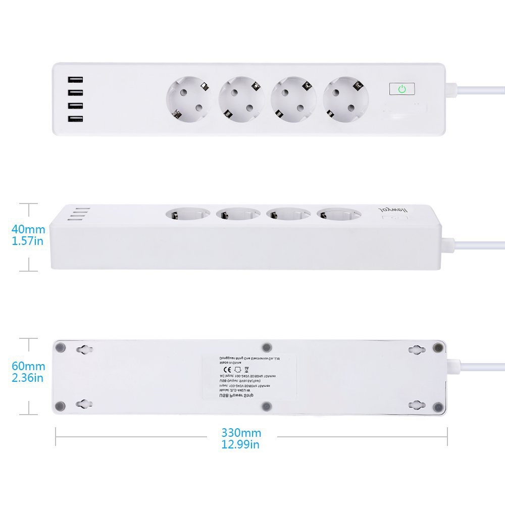 Wifi Smart Power Strip Surge Protector 4 EU Plug Outlets El