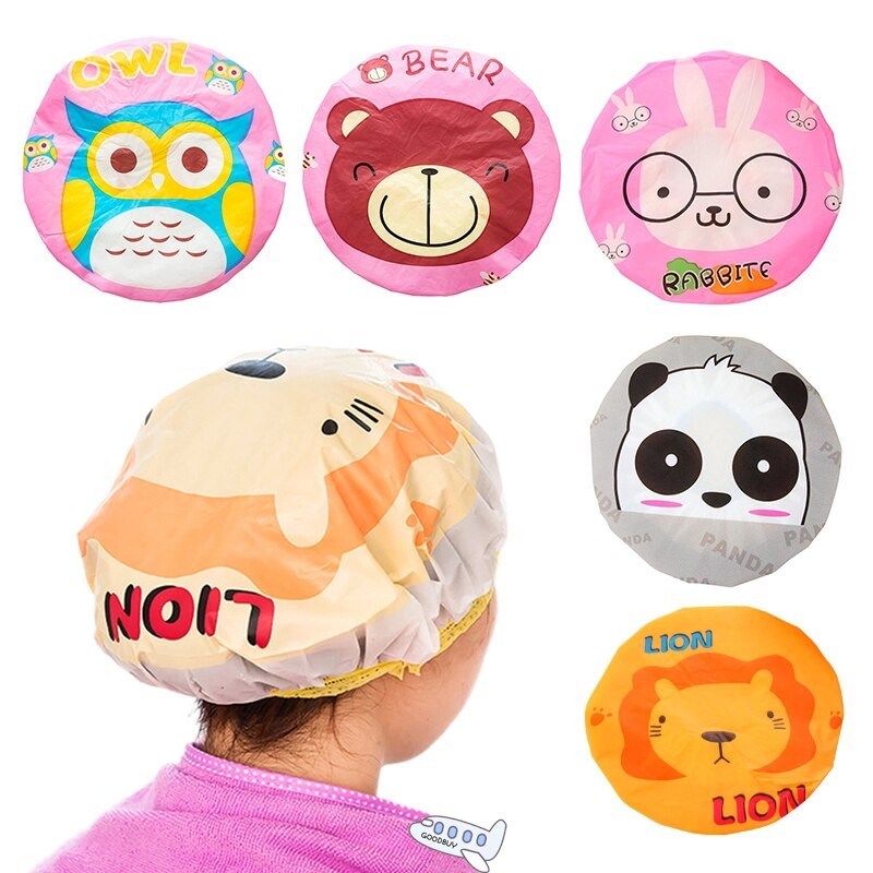 1Pcs Women Kids Hair Protective Cap Cute Waterproof Shower C