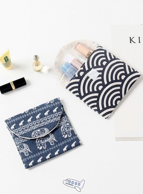 Girls Diaper Sanitary Napkin Storage Bag Canvas Seashell San