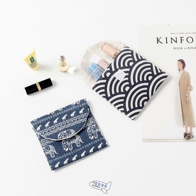 Girls Diaper Sanitary Napkin Storage Bag Canvas Seashell San